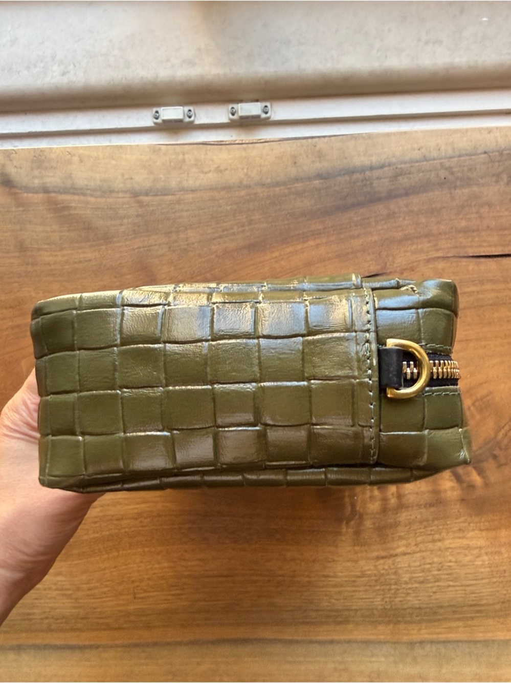 CLARE V. Marisol in Olive Green Woven Embossed Leather - Picture 6 of 9
